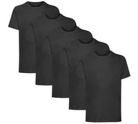HiFEN® Lot de 5 t-shirts à manches courtes et col rond en coton majoritaire uni coupe classique Valueweight pour enfants de 3 à 15 ans, Noir , 3-4 ans