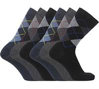 HiFEN® Lot de 6 paires de chaussettes en coton pour homme - Couleurs mélangées - Non élastiques - Motif losanges - Confortables - 39-45, Motifs assortis
