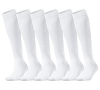 HiFEN® Lot de 6 paires de chaussettes hautes en coton pour femme/fille Taille 37-39, blanc, 4-6