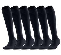 HiFEN® Lot de 6 paires de chaussettes hautes en coton pour femme/fille Taille 37-39, Noir , 4-6