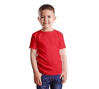 HiFEN® T-shirt à manches courtes et col rond en coton majoritaire uni coupe classique Valueweight Haut décontracté 3 à 15 ans, Rouge, 7-8 ans