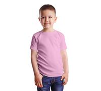 HiFEN® T-shirt à manches courtes et col rond en coton majoritaire uni coupe classique Valueweight Haut décontracté 3 à 15 ans, rose, 3-4 ans