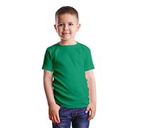 HiFEN® T-shirt à manches courtes et col rond en coton majoritaire uni coupe classique Valueweight Haut décontracté 3 à 15 ans, vert kelly, 12-13 ans