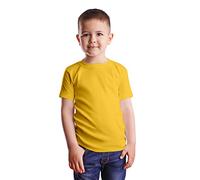HiFEN® T-shirt à manches courtes et col rond en coton majoritaire uni coupe classique Valueweight Haut décontracté 3 à 15 ans, Jaune tournesol, 7-8 ans