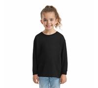 HiFEN® T-shirt basique à manches longues et col rond en coton pour enfants, extensible et confortable, tee-shirt d'école PE, adapté aux enfants de 3 à 15 ans, Noir , 9-11 ans