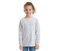 HiFEN® T-shirt basique à manches longues et col rond en coton pour enfants, extensible et confortable, tee-shirt d'école PE, adapté aux enfants de 3 à 15 ans, gris, 5-6 ans