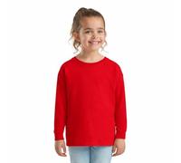 HiFEN® T-shirt basique à manches longues et col rond en coton pour enfants, extensible et confortable, tee-shirt d'école PE, adapté aux âges de 3 à 15 ans, Rouge, 7-8 ans