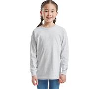 HiFEN® T-shirt uni basique à manches longues et col rond en coton extensible et confortable pour l'école - Pour enfants de 3 à 15 ans, gris, 9-11 ans