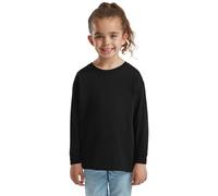 HiFEN® T-shirt uni basique à manches longues et col rond en coton extensible et confortable pour l'école - Pour enfants de 3 à 15 ans, Noir , 14-15 ans