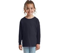 HiFEN® T-shirt uni basique à manches longues et col rond en coton extensible et confortable pour l'école - Pour enfants de 3 à 15 ans, bleu marine foncé, 7-8 ans