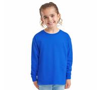 HiFEN® T-shirt uni basique à manches longues et col rond en coton extensible et confortable pour l'école - Pour enfants de 3 à 15 ans, bleu marine, 3-4 ans