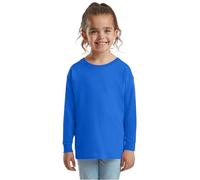 HiFEN® T-shirt uni basique à manches longues et col rond en coton extensible et confortable pour l'école - Pour enfants de 3 à 15 ans, bleu marine, 7-8 ans