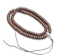 HIFFEY Bouddhisme tibétain 108 Perles de prière Plates en Coquille de Noix de Coco Collier Mala (Color : 4x7mm)