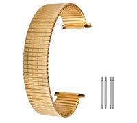 HIFFEY Bracelet de montre élastique universel 16/18/20/22mm, doré/noir/argent, sans boucle, en acier inoxydable (Color : Golden)