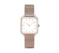 HIFFEY Montres for Femmes Or Argent Quartz Dames Montre-Bracelet carré en Acier magnétique Maille Bracelet minimalisme Horloge (Color : Rose Gold White)