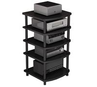 HiFi Pour Studio Meuble Multimédia AV À 2, 3, 4 Ou 5 Niveaux, Étagères Rangement Pour Platine Vinyle Étagère Montage Rack Équipement Audio Stéréo Amplificateur Lecteur CD(noir,60*54*111.5cm(5Tier))