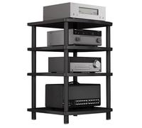 HiFi pour Studio Meuble Multimédia AV À 2, 3, 4 Ou 5 Niveaux, Étagères Rangement pour Platine Vinyle Étagère Montage Rack Équipement Audio Stéréo Amplificateur Lecteur CD(Noir,60 * 54 * 89cm(4Tier))