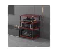 HiFi Stand multimédia AV, armoire pour composants stéréo, étagère en bois, tour audio, platine moderne, console multimédia, support de cinéma maison, bureau(Brown, 4 niveau)