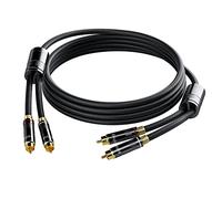 HiFind Câble RCA 1,8 m (véritable son Hi-Fi - Cuivre plaqué argent - Ressort SR-Blindé) - 2 RCA mâles vers 2 RCA mâles - Plaqué or, coque en cuivre, cordon RCA tressé pour haut-parleurs de cinéma