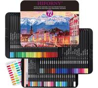 HIFORNY 75 Pack Premium Black Edition Crayons de Couleur pour Adultes - 72 Crayons de Couleur avec Extras, Cœur Souple d'Artistes, Crayons de Dessin, Fournitures d'Art pour Débutants Adultes