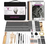 HIFORNY Ensemble de dessin de 70 pièces - Kit de fournitures d'art de crayons à dessin pour adultes, artistes et enfants avec cahier de croquis à 3 couleurs, crayons graphite, pastels