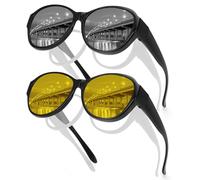 Hifot 2PCS Surlunettes de Soleil Femme Homme, Sur Lunette de Soleil Polarisée avec Protection UV400, TR90 Sur Lunette de Soleil, Lunette Soleil Homme Femme, Lunette Polarisante Peche Conduite