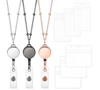 HIFOT 3 Pièces Cordons Rétractables pour badge avec Porte-badge, Porte badge enrouleur pour Badge d'Identification pour Porte Carte, Téléphone Mobile, Cartes D'identités