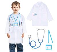 Hifot 3 Pièces Déguisement Docteur Enfant,Docteur Enfant Costume avec Stéthoscope Kit de Jouet Médecin de Docteur pour Garçon Fille