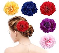 HIFOT 5 Pcs Barrette Fleur Pince Cheveux Femme, Barettes Cheveux Fille, Pince Crocodile Cheveux, Broche Femme Vetement, Accessoires de Coiffure Pour Plage Fête Mariage Carnaval Danseuse de Flamenco