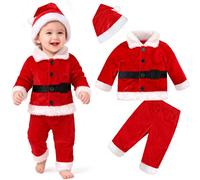Hifot Bébé Combinaison Garçon Fille Pyjama Noël Bebe Veste + Pantalon + Chapeau + Chaussettes Cadeau Bebe Deguisement Noel Enfants