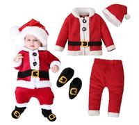 Hifot Bébé Combinaison Garçon Fille Pyjama Noël Bebe Veste + Pantalon + Chapeau + Chaussettes Cadeau Bebe Deguisement Noel Enfants