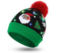Hifot LED Light Up Bonnet Chapeau Beanie Hat Knit Cap Bonnet de Noël Lumineux et coloré de Noël Bonnet en Bonnet tricoté (Le père Noël)
