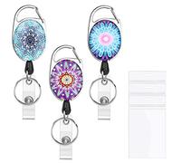 HIFOT Porte-badge avec Yoyo et Cordon Clip de fixation de ceinture, Rétractable Mousqueton Bobines Attache Porte clé pour Infirmière, Employé, Enseignant, Carte Bus, Carte D'identité