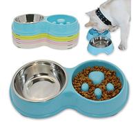 Hifrenchies Gamelle Interactive pour Chien en Acier Inoxydable pour Bouledogue français, Alimentation Lente et respectueuse de l'environnement (Bleu)