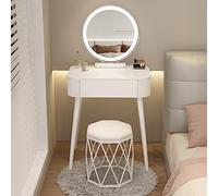 HIFRQVVC Commode et Meuble de Maquillage, Coiffeuse Blanche avec lumière et Tabouret, Plusieurs Tailles(Mesa Y Taburete,60cm/23.6in)