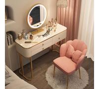 HIFRQVVC Commode et Meuble de Maquillage, Coiffeuse de Maquillage avec Miroir Rotatif Gris Blanc 80-120 cm(Blanco,Petal CHAIR-100CM)