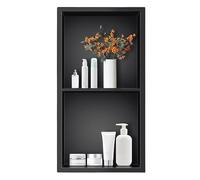 HIFRQVVC Niche de Rangement en Acier Inoxydable, Étagère de Douche encastrée Murale en Acier Inoxydable 304, Noir et Blanc(Nero)