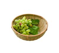 HIFRQVVC panier de fruits tissé à la main en bambou, Panier de rangement tressé en bambou fait main, vert, plusieurs tailles(Small)