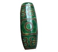 HIFRQVVC Pendentif en agate tibétaine Dzi, Pendentif tibétain en perles dzi répétitives à trois yeux avec agate verte 4 cm x 1,4 cm