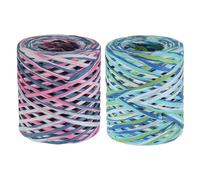 HIFRQVVC Ruban en Papier Raphia, Ficelle, Ruban Papier Raphia Pack De 3 200M x 8 Cm Multicolore(Red Blue)