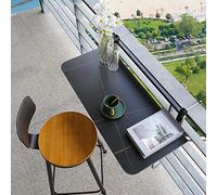 HIFRQVVC Table Suspendue pour Balustrade de Balcon, Table Murale Pliante réglable à abattant for Balustrade de Patio, Blanc, Noir, Multi-Tailles(Black Stand,80 * 35cm)
