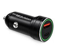 Hifuture HF-120 Chargeur Voiture 30W USB-C PD3.0 et USB-A QC3.0 | Double Port USB, Boîtier en Aluminium, Protection Surtension, 25 × 49 mm, 20 g, 12/24 V Compatible