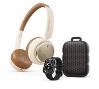 HIFUTURE Pack Back to Shcool 2: HI-TURBO3-26/L Casque sans Fil Bluetooth 5.4 avec Réduction de Bruit Couleur Beige+Hi-LUME BLACK-26 Montre Connecte+Hi-Pocket S-26 Enceinte Bluetooth