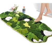 Hifuwan Tapis de Salle de Bain antidérapant et Absorbant l'eau, Motif Feuilles Longues, Vert Mousse, 50,8 x 109,2 cm