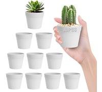 HIGA-JKL Lot de 10 Mini Pots de Fleurs en Simulation Plastique céramique Blanche 6 x 7 cm - pour Plantes succulentes et succulentes - pour Plantes d'intérieur et d'extérieur