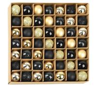 HIGA-JKL Lot de 49 boules de Noël incassables de 3 cm en plastique avec rubans de suspension - Décoration de sapin de Noël brillante pour décorations de Noël et festivals (doré/noir)