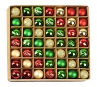 HIGA-JKL Lot de 49 boules de Noël incassables de 3 cm en plastique - Décorations de sapin de Noël avec corde de suspension pour fête, mariage, festival - Ensemble de boules de Noël（rouge vert or）