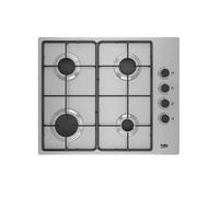 Beko TAQUE GAZ HIGG64123SX Noir, Acier inoxydable Intégré 61 cm 4 zone(s)
