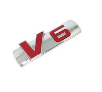 HIGGER 1pcs personnalisé 3d autocollants de voiture en métal v6 autocollants de voiture badge décoration autocollants universels pour la plupart des voitures (Rouge)