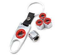 HIGGER 5pcs / Ensemble Anti-vol Voiture Pneu Roue Valve Valve tiges Albanie Drapeau Style air Caps avec Boucle en Cuir n Alliage de Zinc